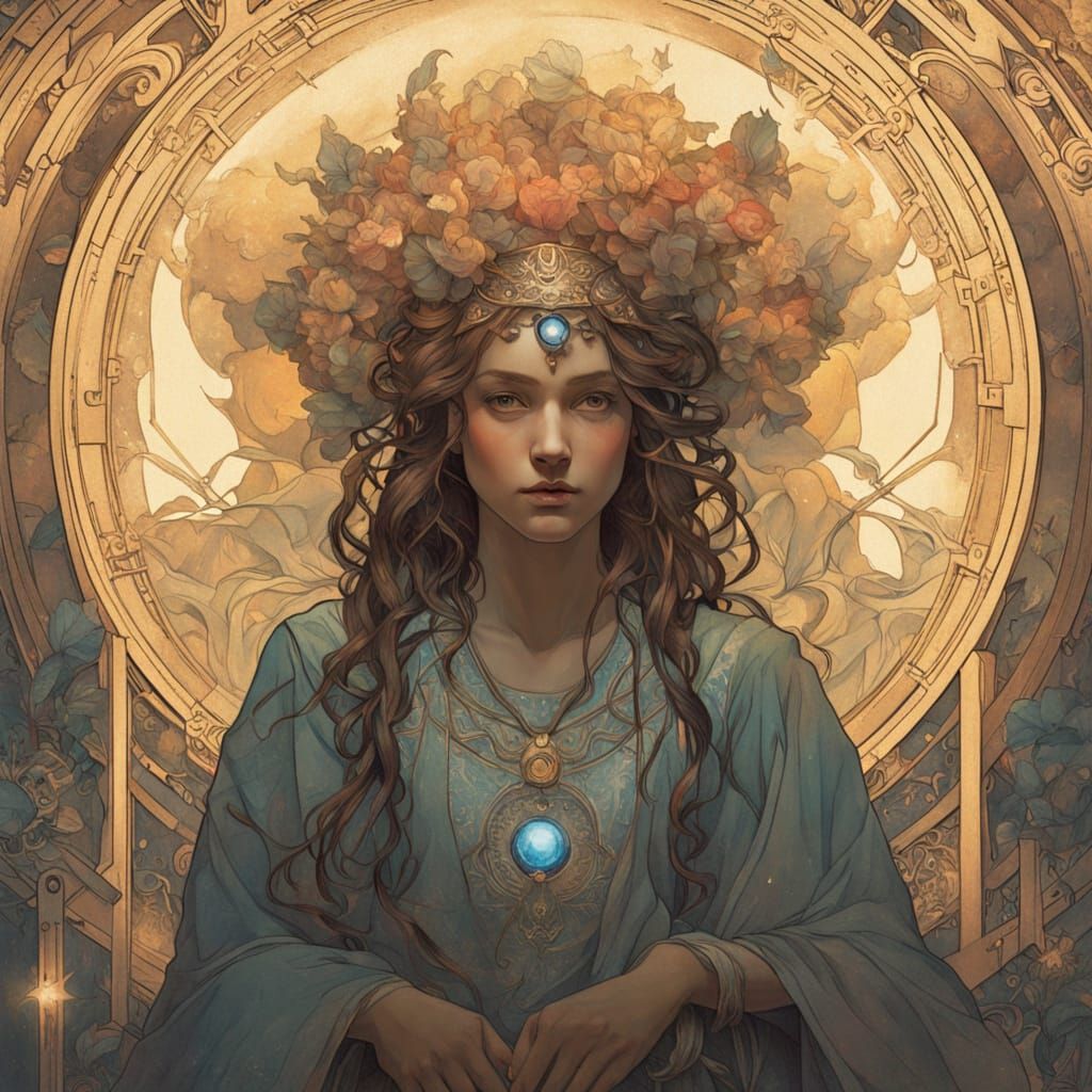 Celestial Goddess Meditating in Cosmic Lotus Position