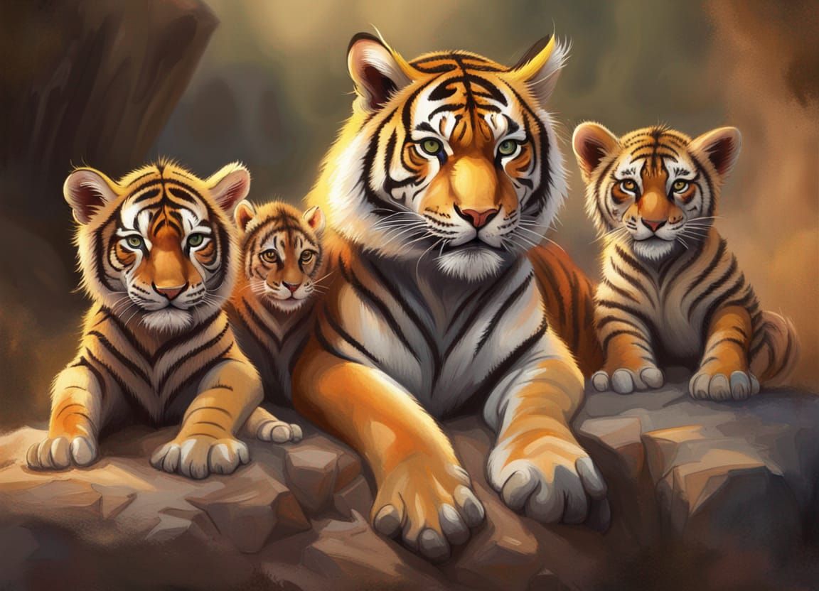 Tigress and her cubs