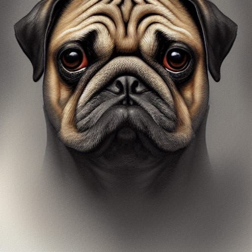 Hyperdetailed Pug Dinosaur Portrait on Artstation