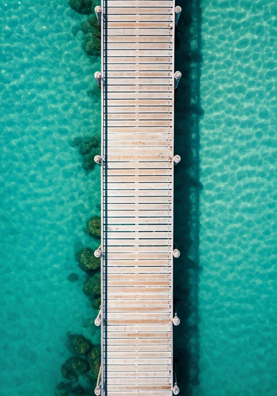 Turquoise Ocean Pier: Aerial Fine Art Photography