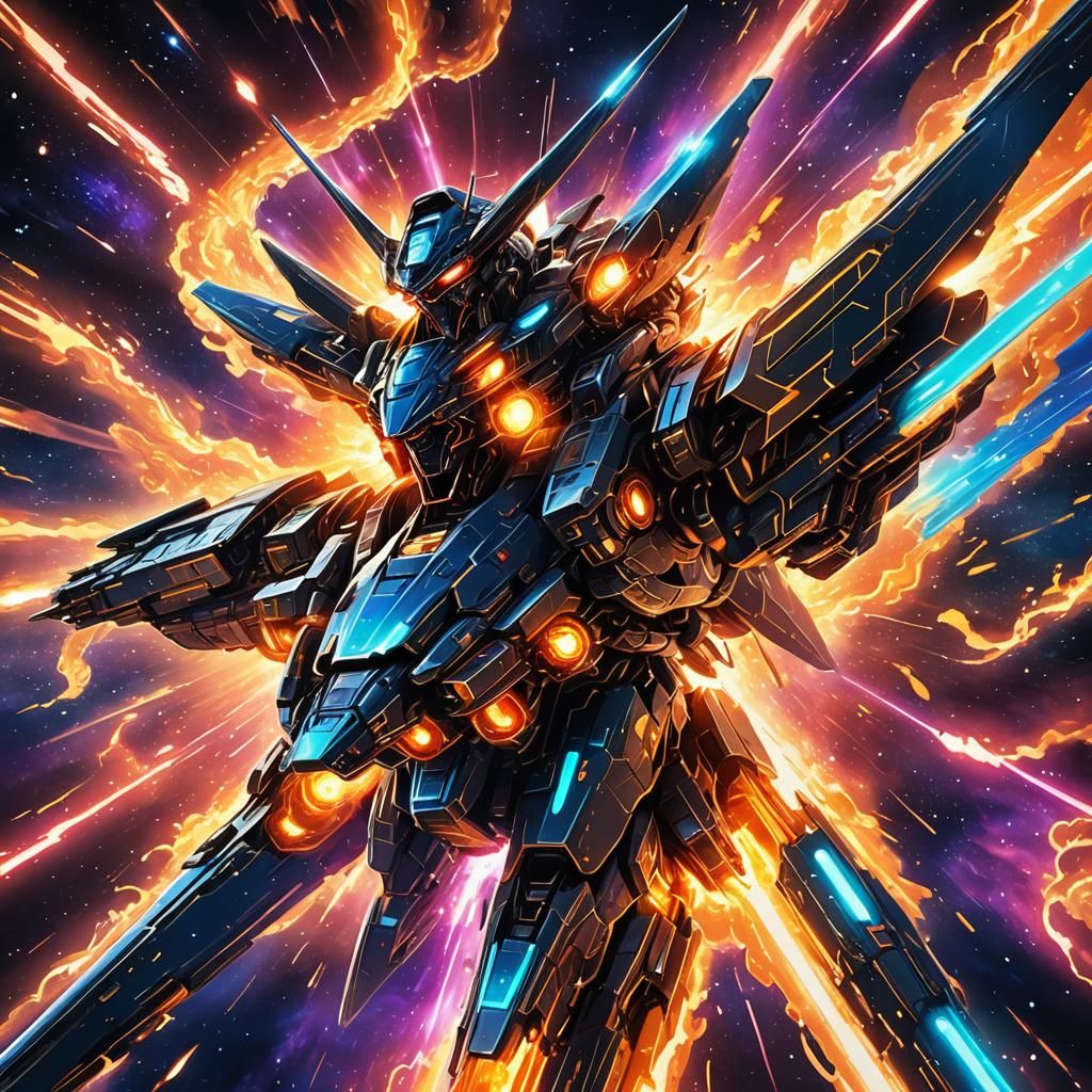 Legendary Spaceship Soaring Through Space in Anime Style