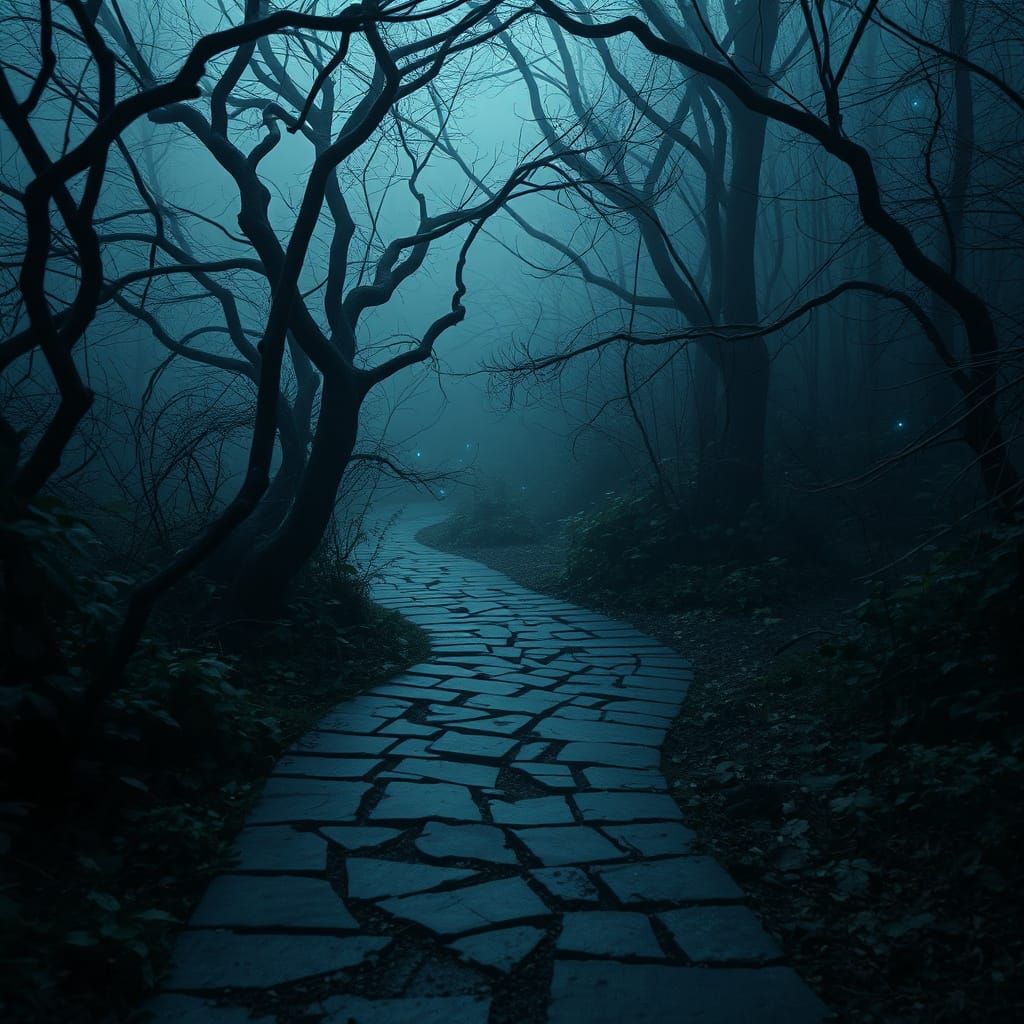 Ethereal Lights Guide Through Overgrown Garden