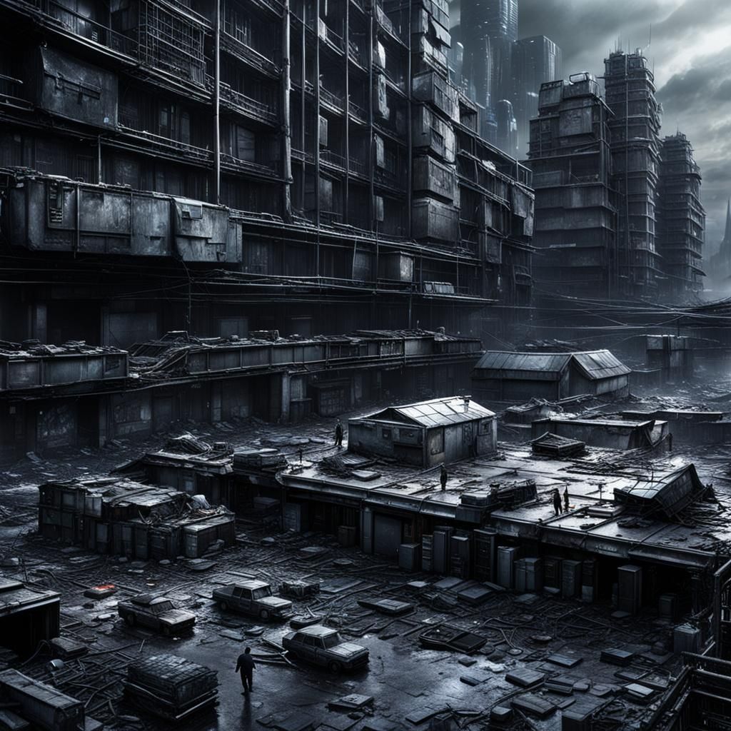 Dystopian Matte Painting Securing Against Elements