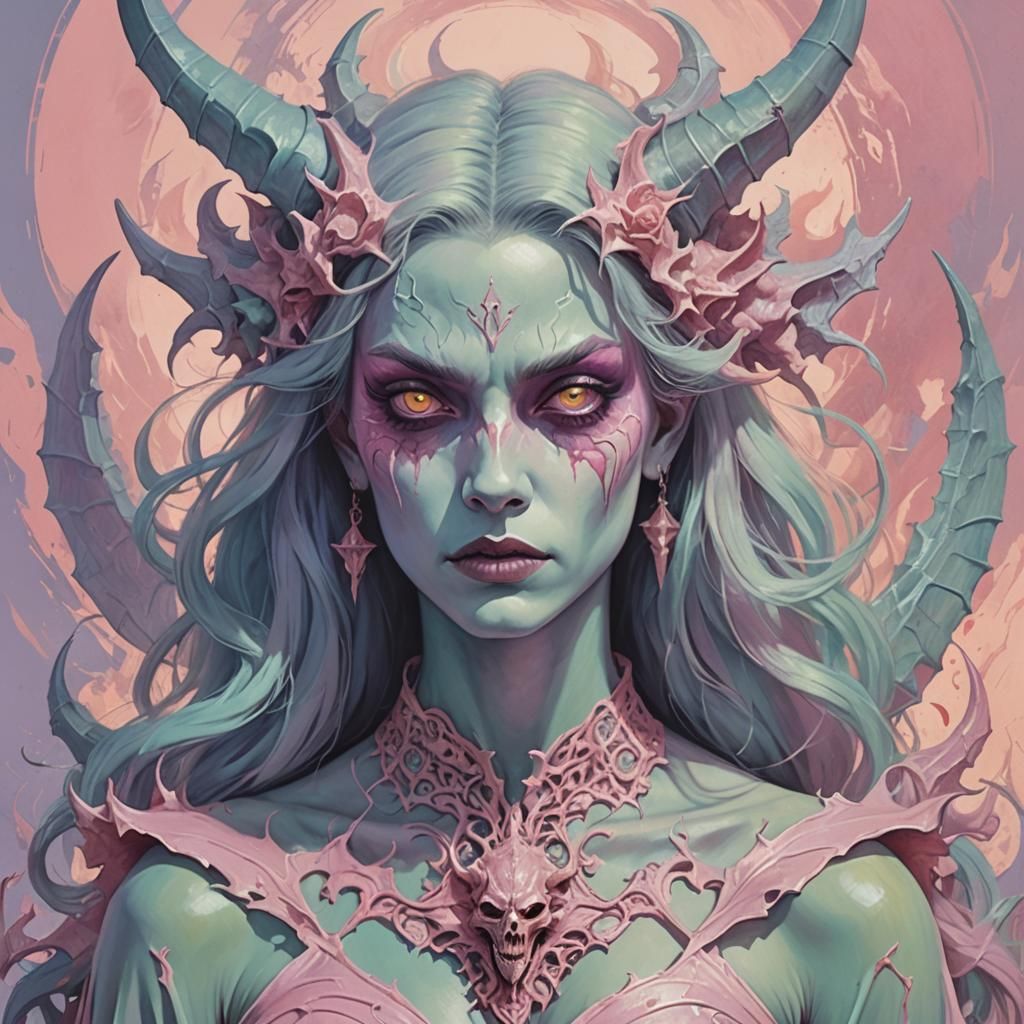 Pastel Demon Woman Poster Art