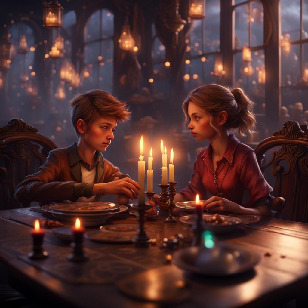 A candle light diner a boy and girl love