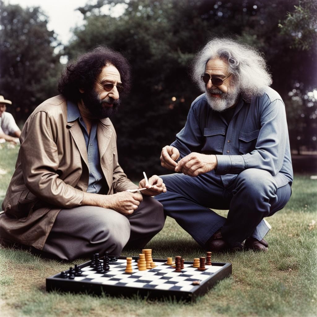 Jerry Garcia and Absolem Play Checkers