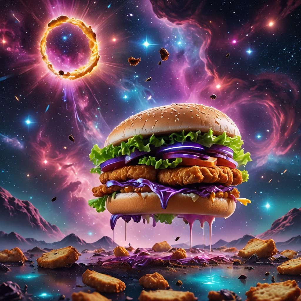 Chicken Sandwich in Space: Sci-Fi Digital Painting