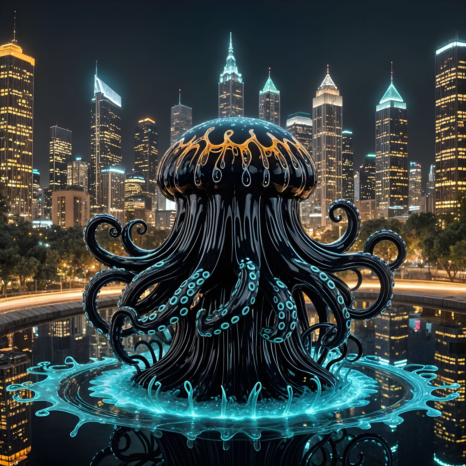Octopus Trapped in Cosmic Organic Metropolis