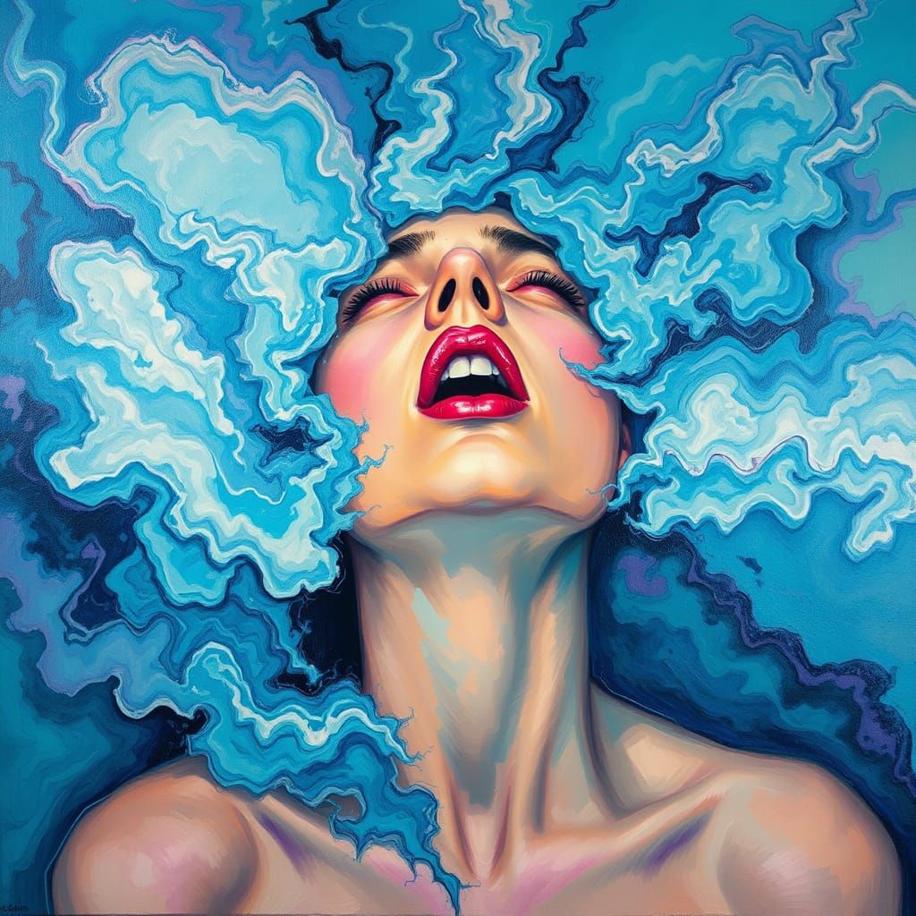 Ethereal Being Transcends Turquoise and Amethyst Haze