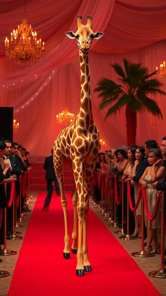 (Tall Langy Giraffe Supermodel Going Down The Catwalk Red Carpet Affair:1.5)
