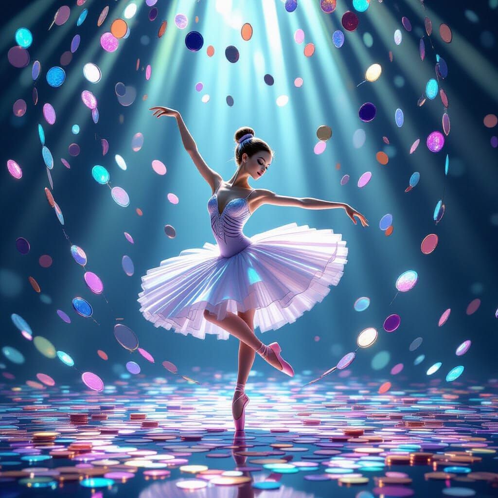 Skeletal Ballerina Dancing in Candy Coins
