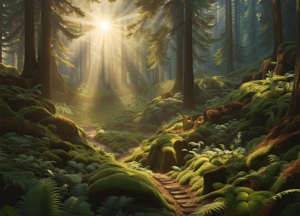 Surreal Landscape Collage with God Rays