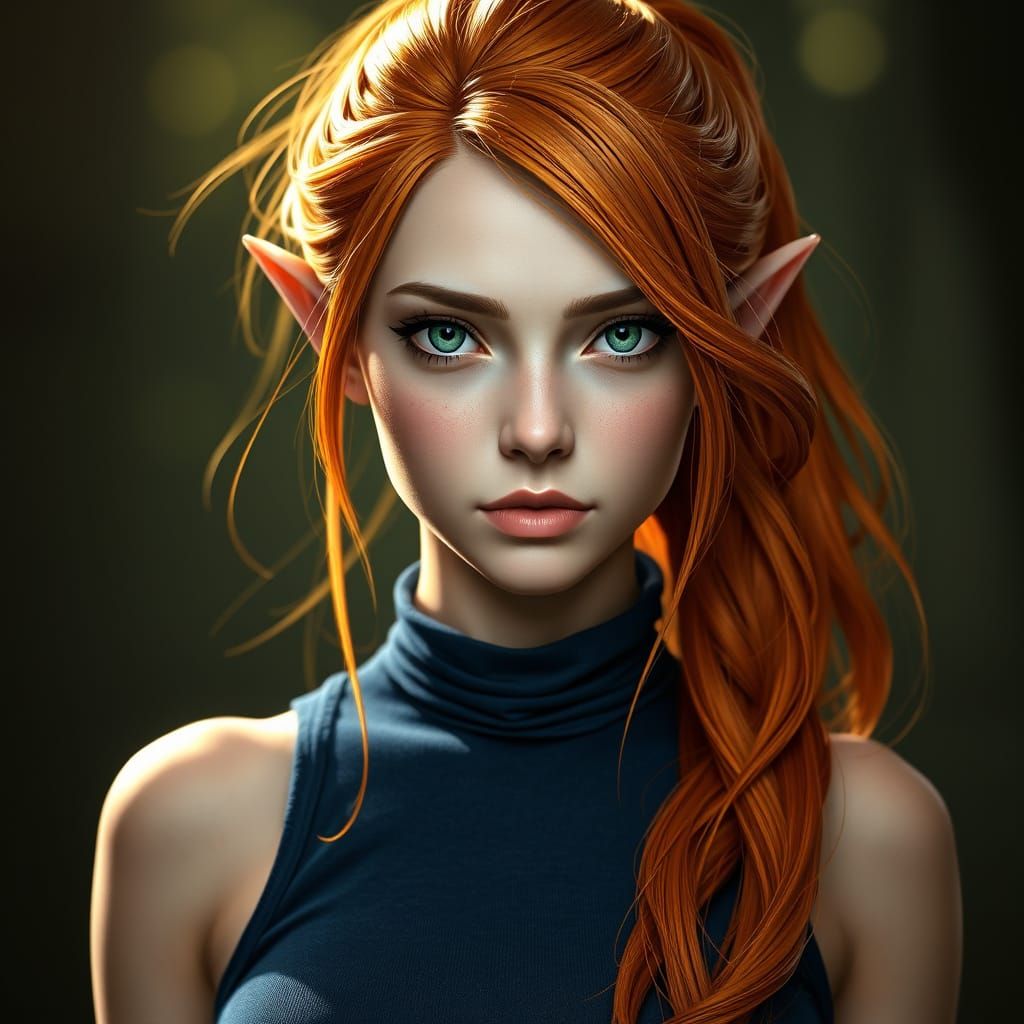 Elegant Female Elf Druid in a Serene Landscape