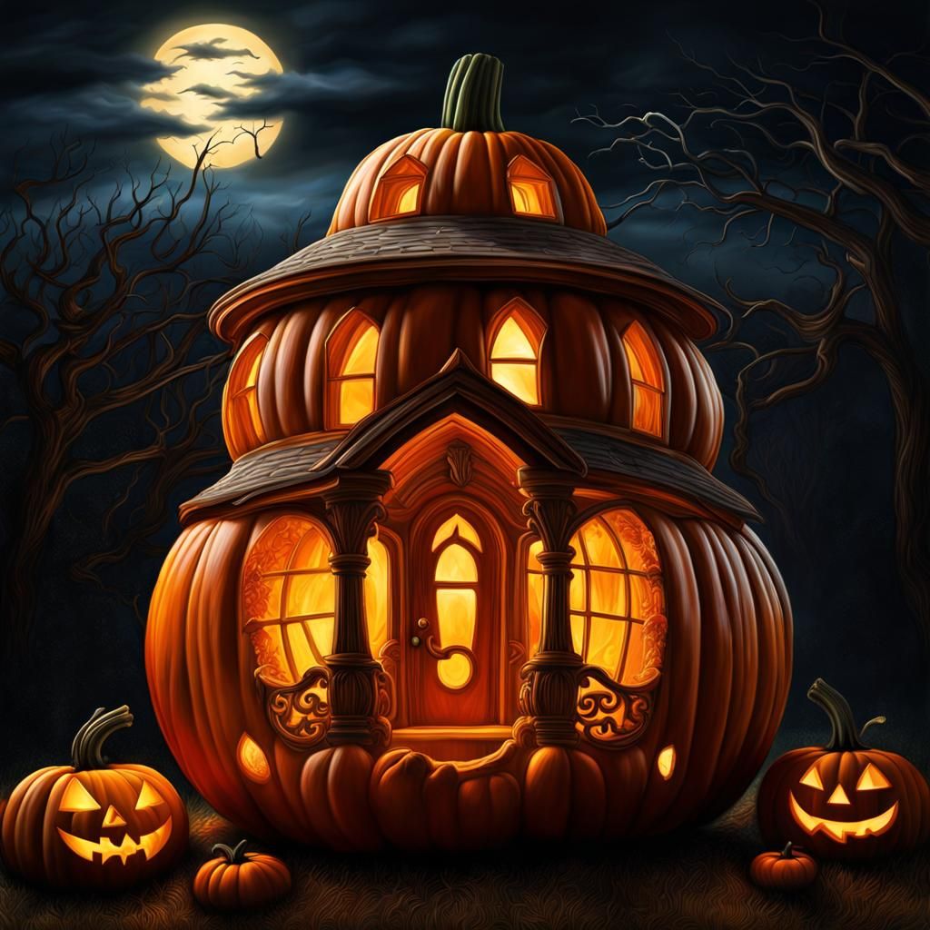 Pumpkin house carving🎃🏠