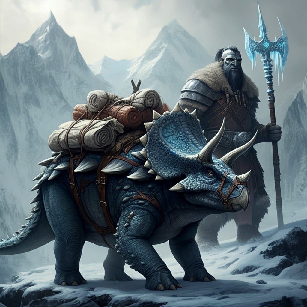 Armored Ankylosaurus-Triceratops Hybrid in Fantasy Landscape