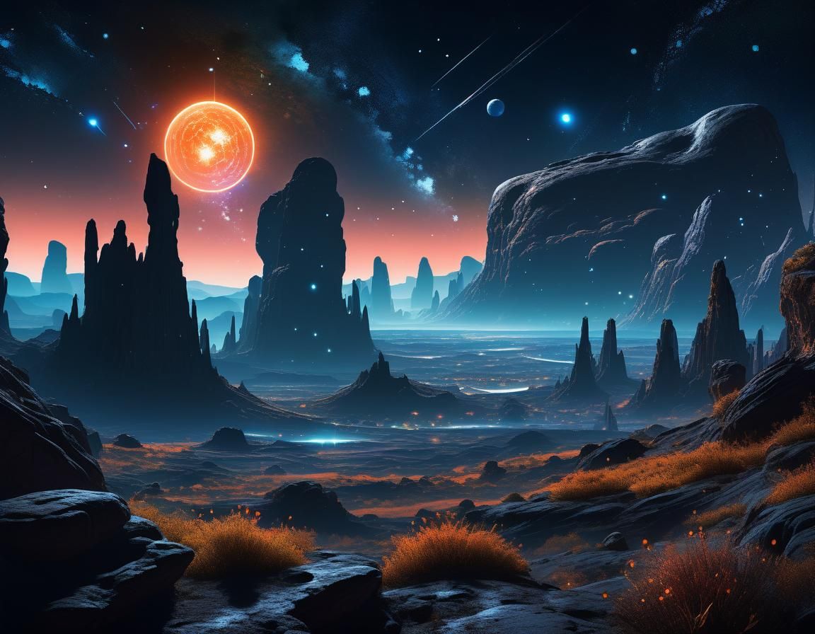 Alien World: Bioluminescent Forests Under Strange Stars