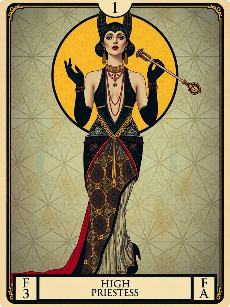 High Priestess Tarot Card in 1920s Fashion Illustration
