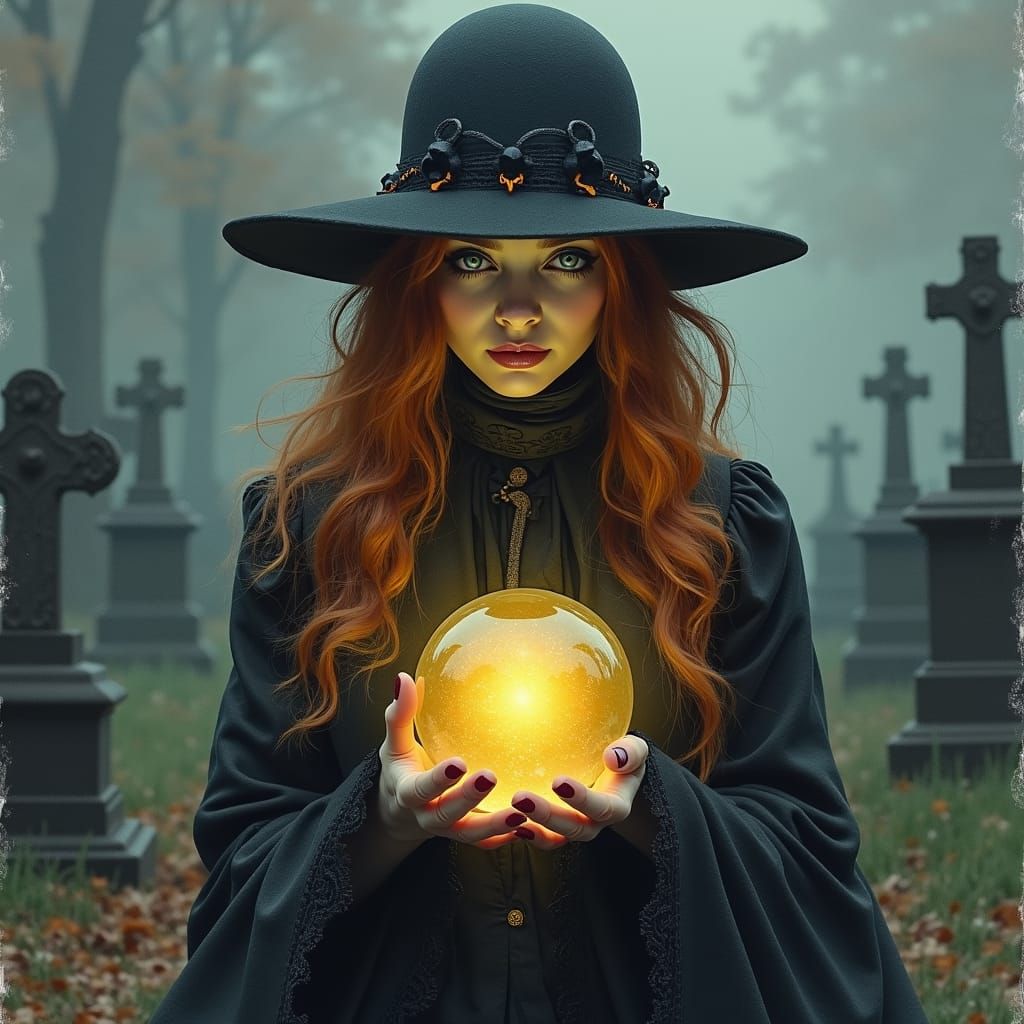 Gothic Fortune Teller with Crystal Ball