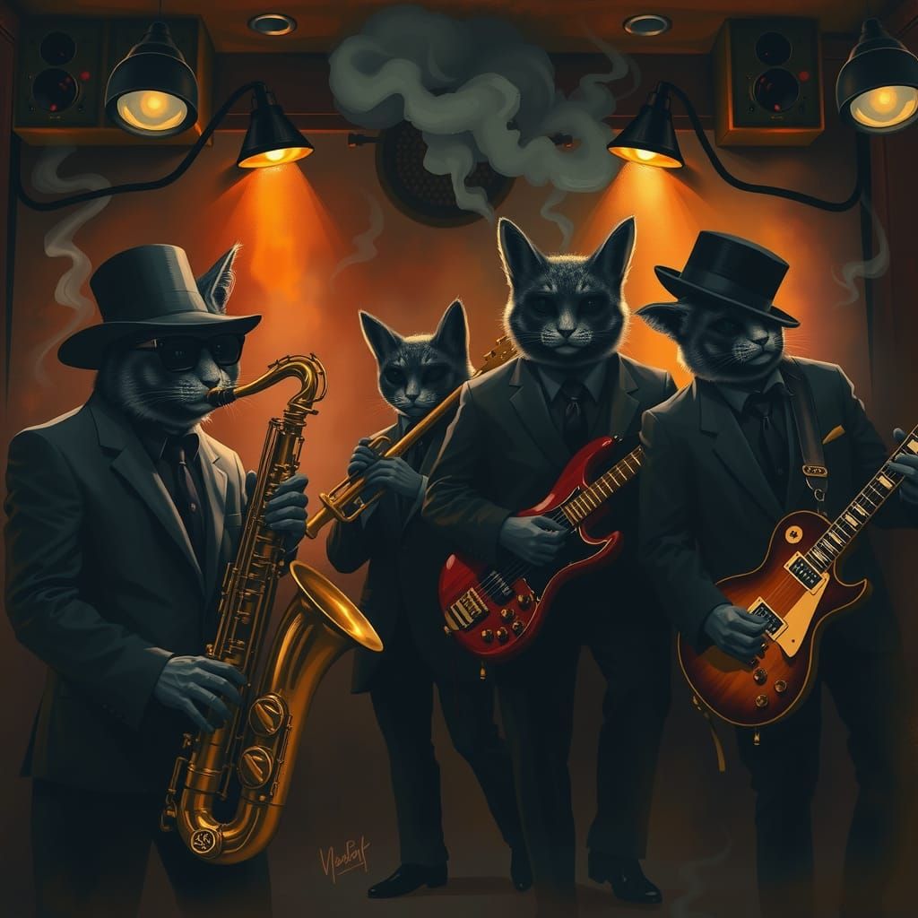 Cool Cats Play Jazz in Film Noir Style