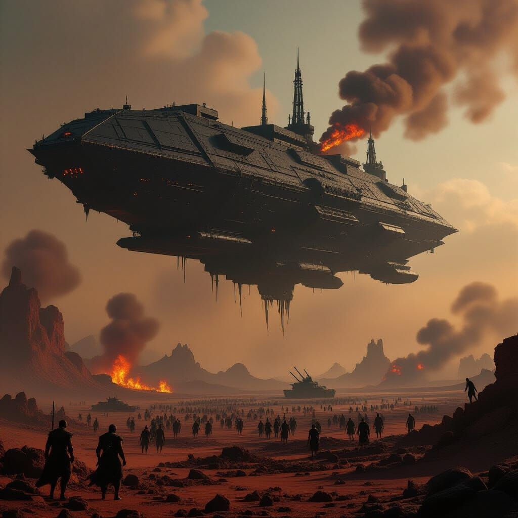 Diesel-Punk Fortress Over Infernal Wasteland