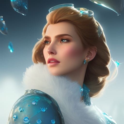 Majestic Ice Queen Portrait in Hyperdetailed Style