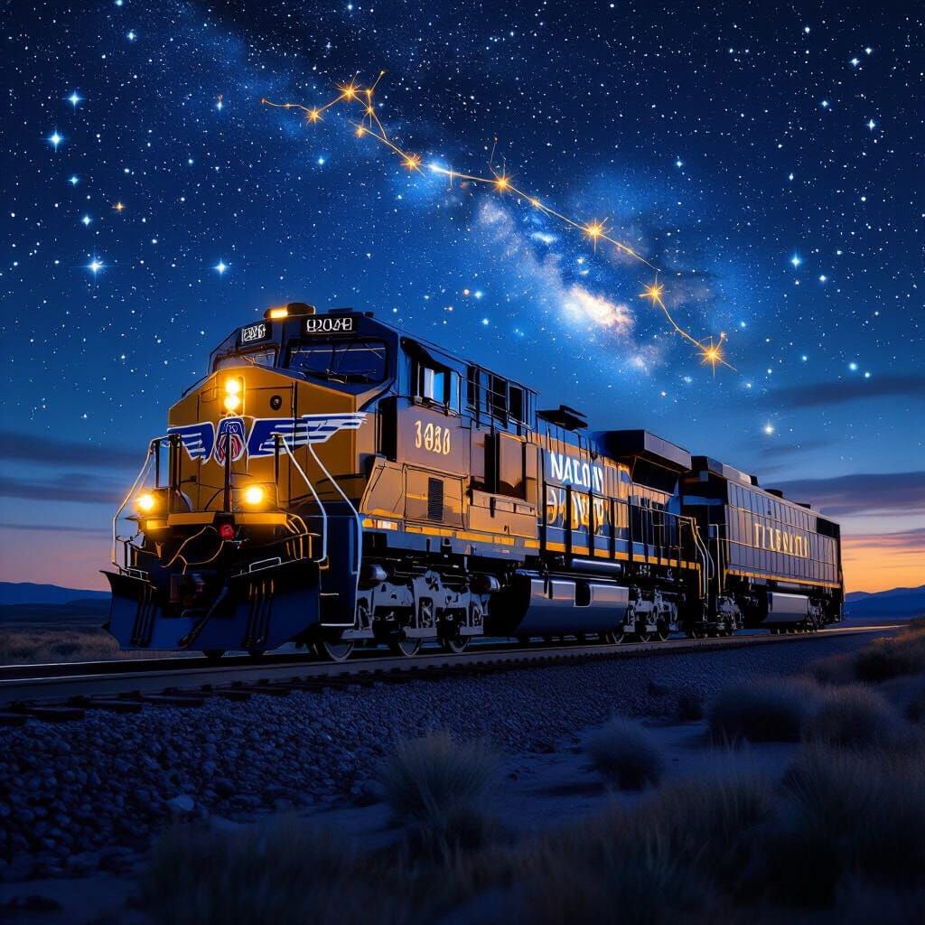 Union Pacific Locomotive Under Leo Constellation