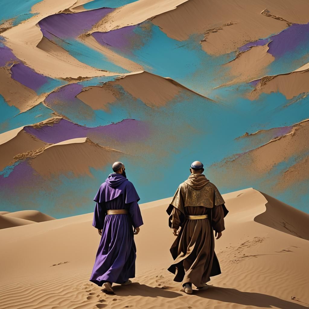 Saint Francis and Sultan in Desert Landscape