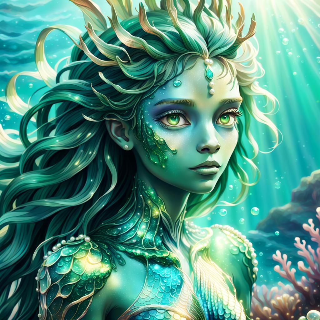 Oceanic Humanoid Portrait in Hellenistic Style