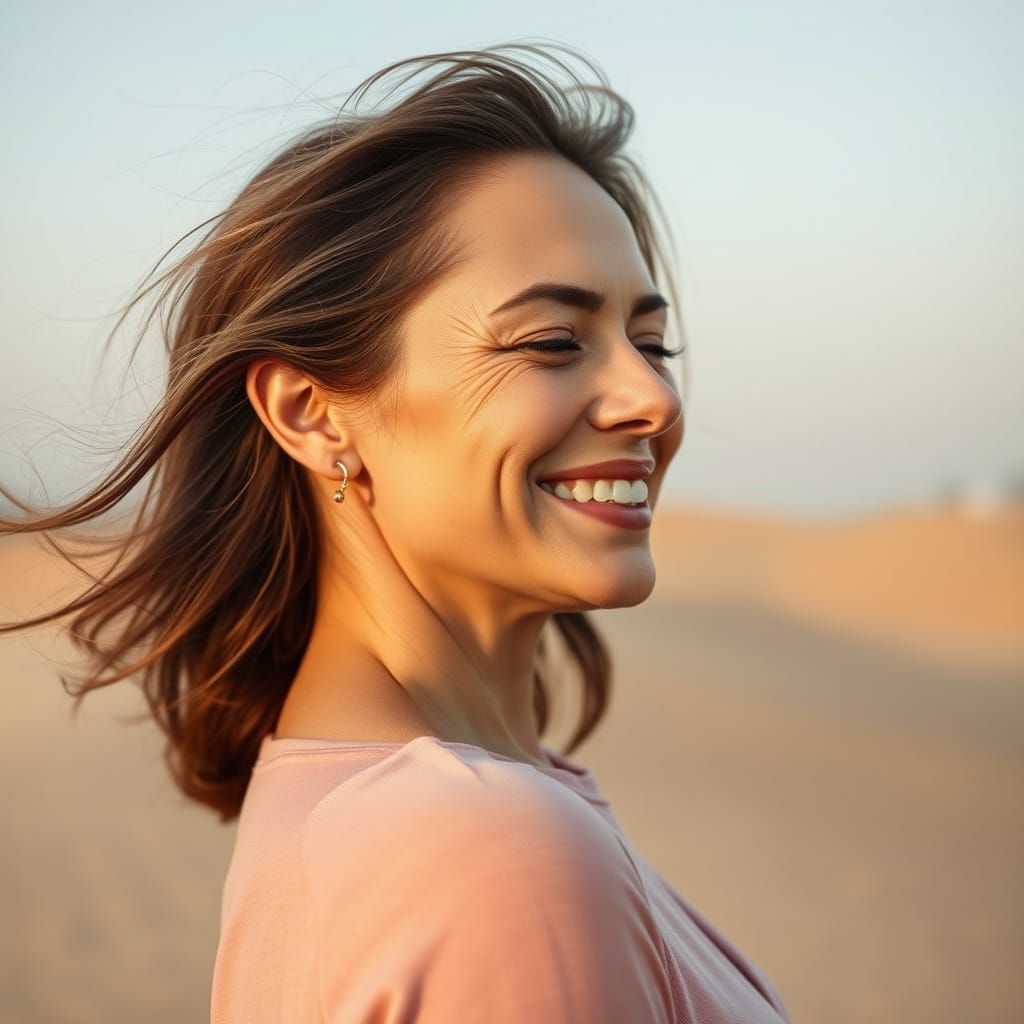 Radiant Portrait of a Serene Woman in Soft Light