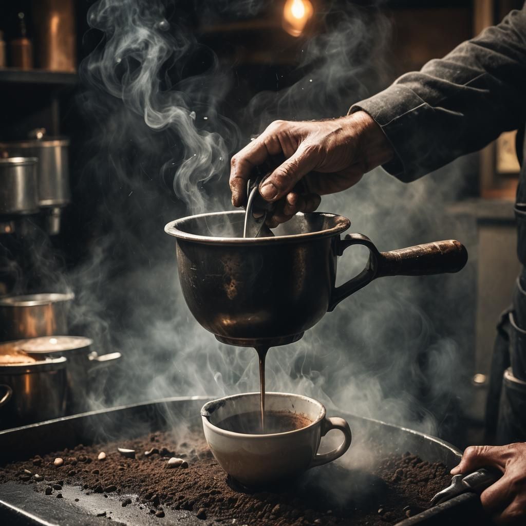 Barista's Ominous Brew in Dark Fantasy
