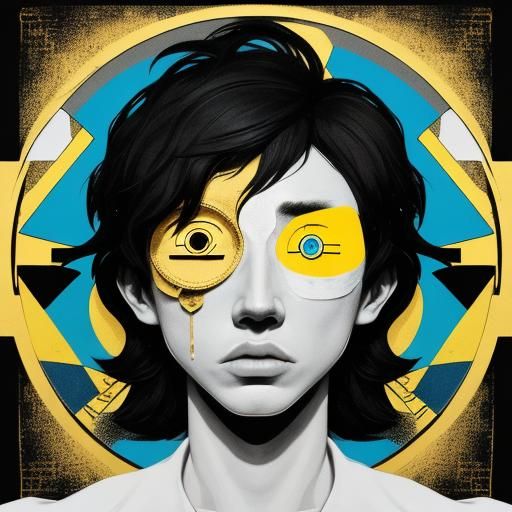 Pop Art Crying Boy: Symmetrical Bauhaus Screen Print