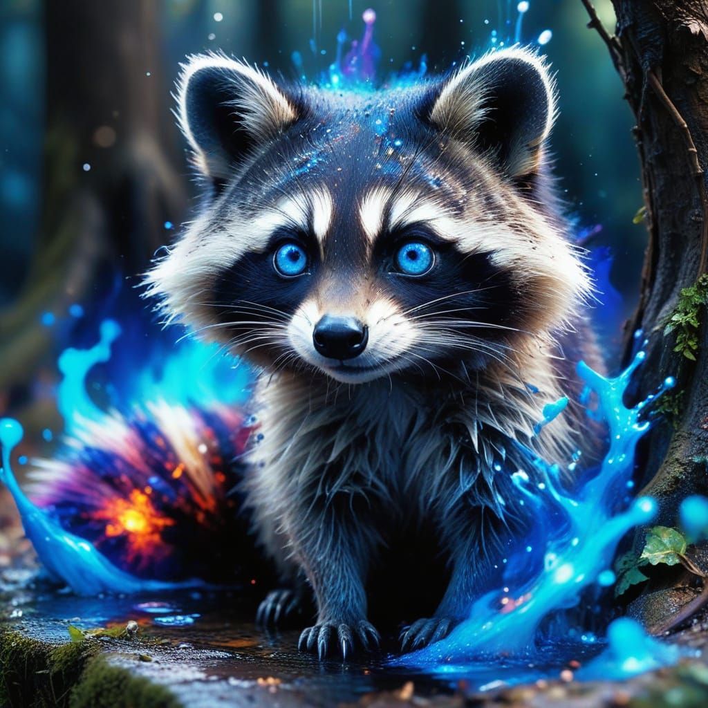 Whimsical Ghost Raccoon with Ethereal Aura