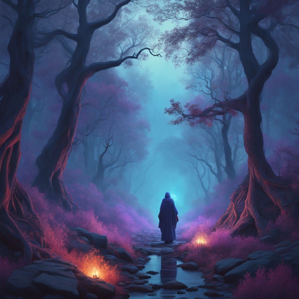 Ethereal Spirit Emerging from Mist: Digital Matte Painting