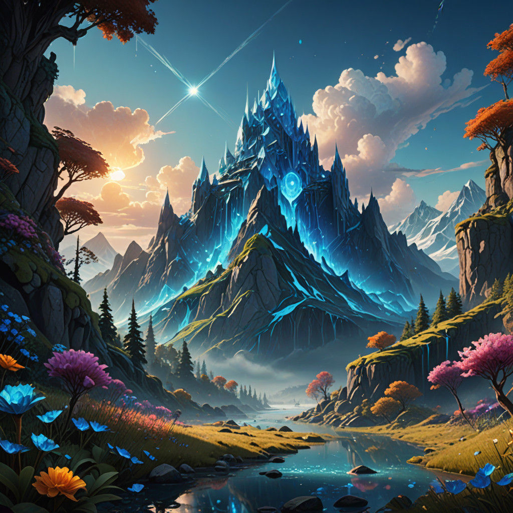 Fantastical Glass Mountain in Sunrise Glory