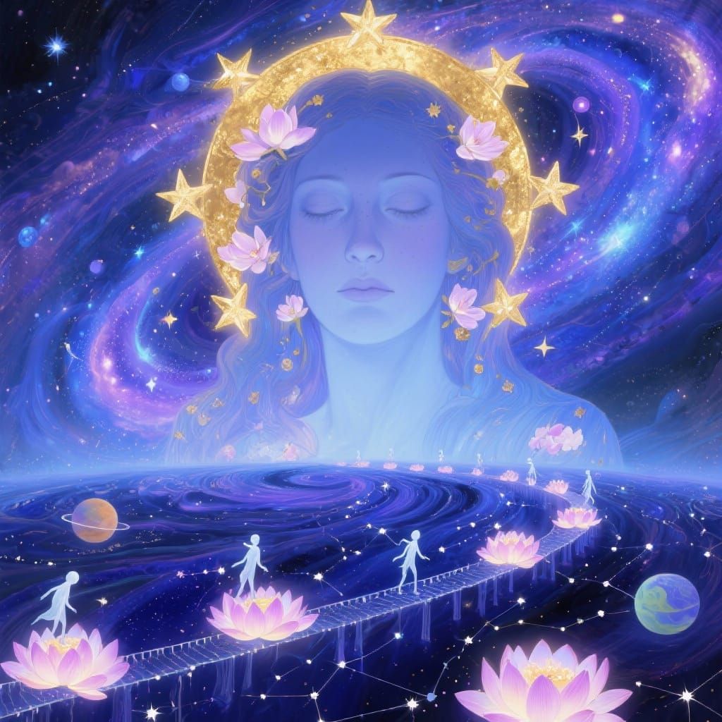 Divine Cosmic Woman Emerges From Galaxies