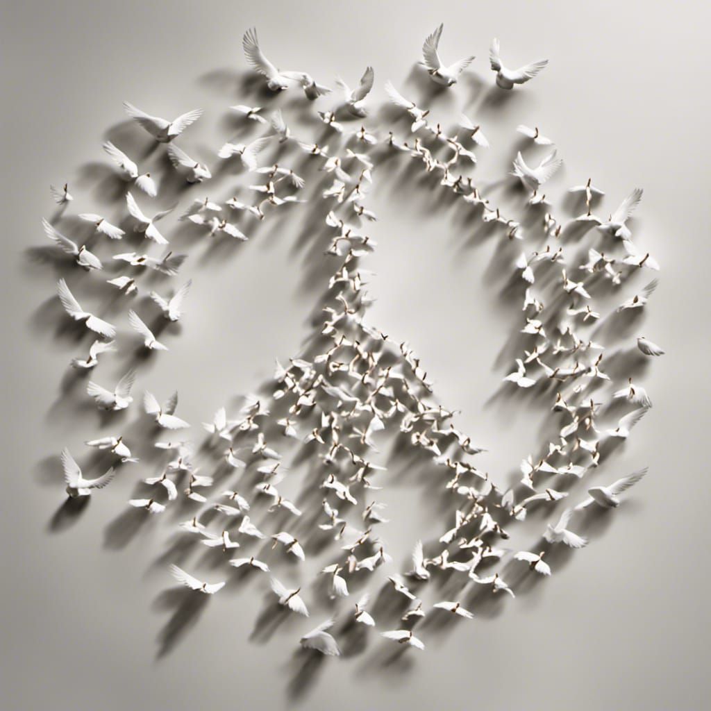 Doves Form Peace Sign in Flight