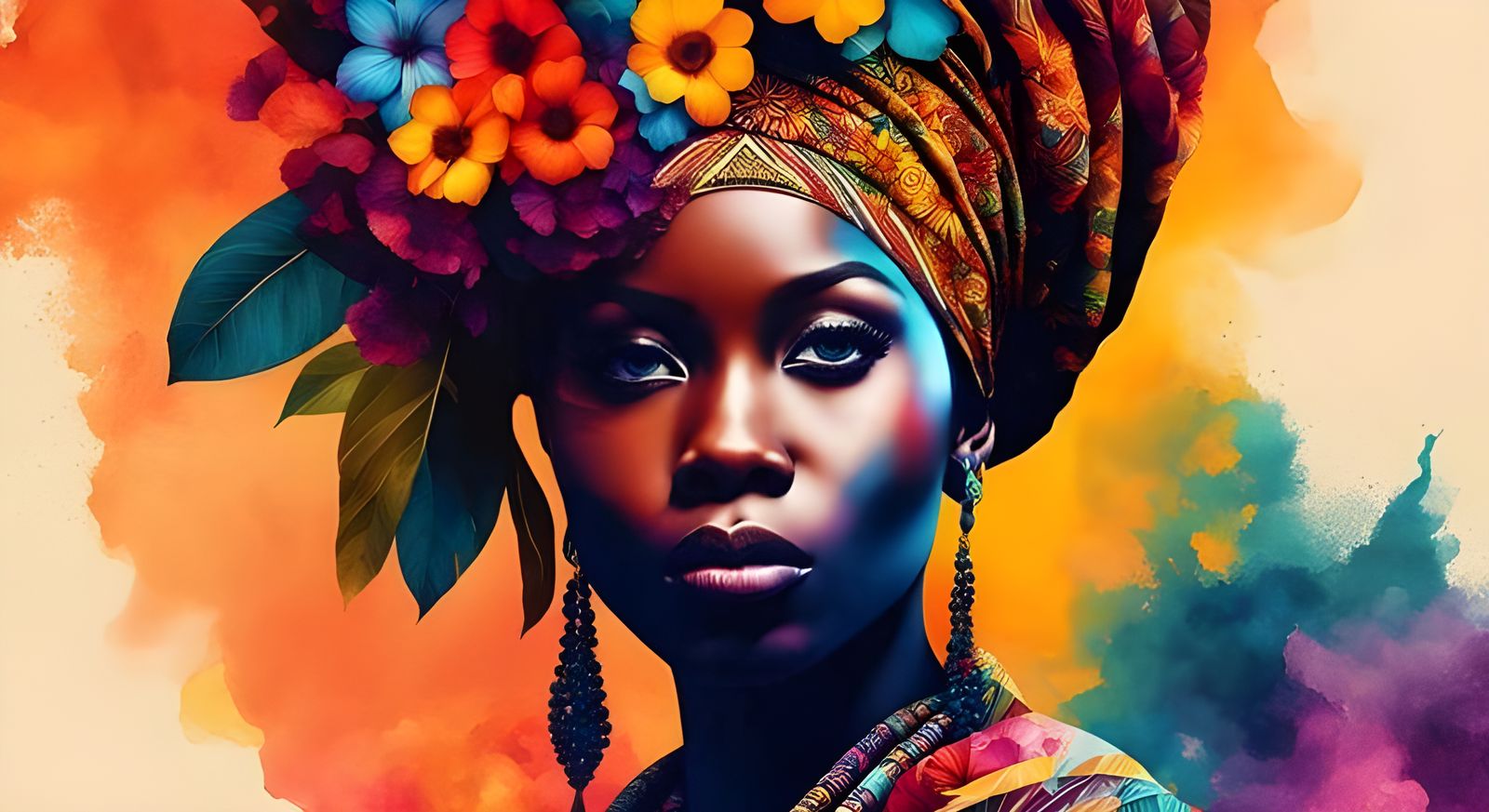 Colorful Double Exposure Yoruba Girl Portrait