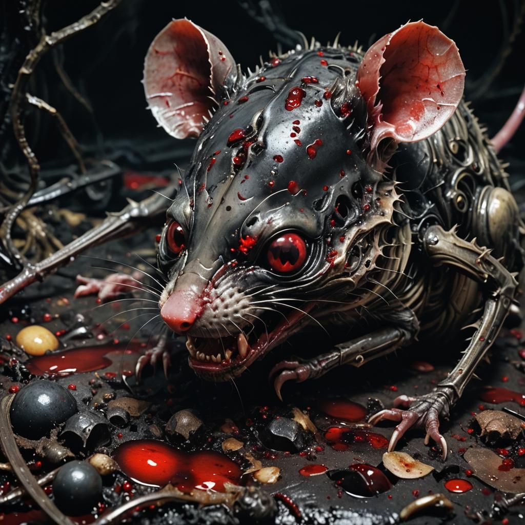 Surreal Mouse Cannibalism in a Dark Fantasy Art Style