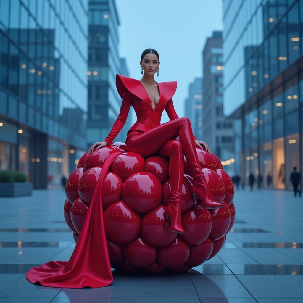 Futuristic Fashion Model on Raspberry Structure