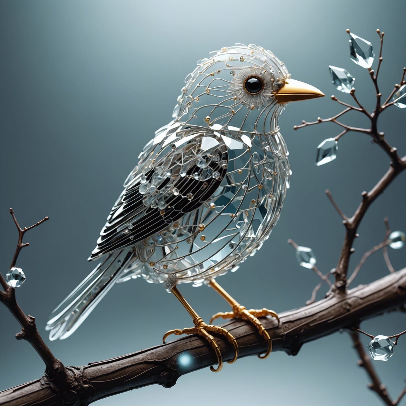 Crystal Glass Circuit Board Bird Concept Art