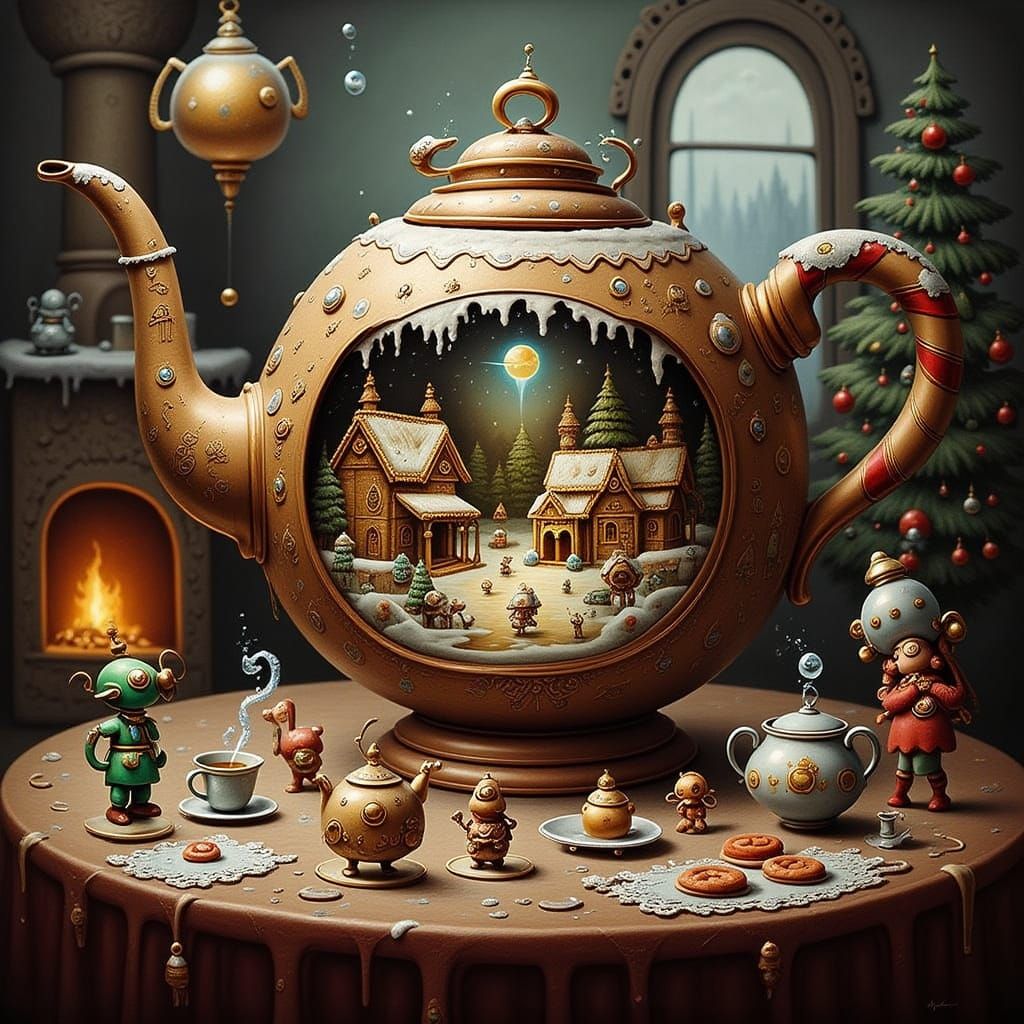 <lora:ELEPHANT TEA:1.0> Image is a whimsical and festive sce...