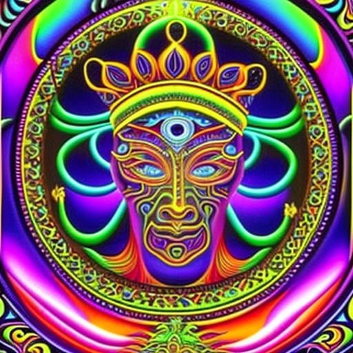 Mystical Bioluminescent Being in Ornate Style