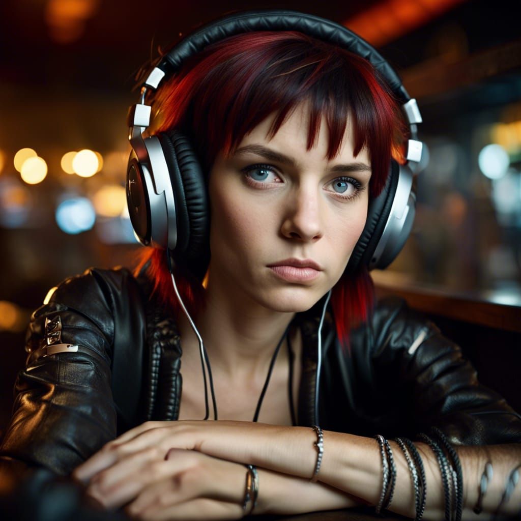 Emo Girl in Heavy Metal Bar Portrait