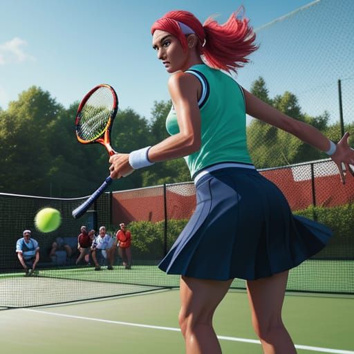 Tennis Player in Action at Wimbledon Open