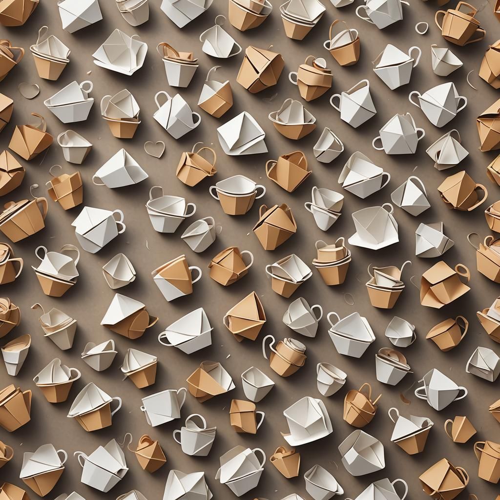 Origami Coffee Cup Papercraft in 8K Resolution