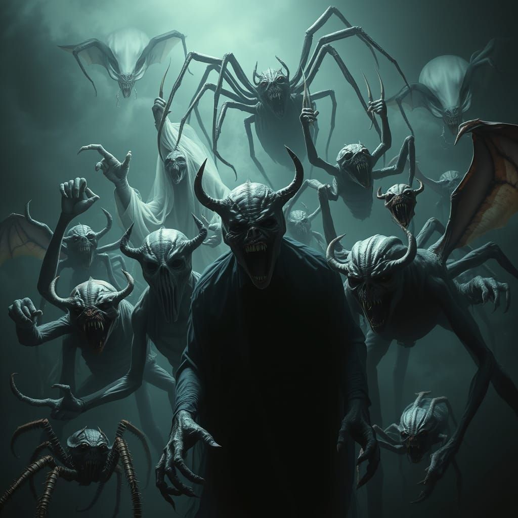 Terrifying Gothic Horror Creatures in Dark Fantasy Style