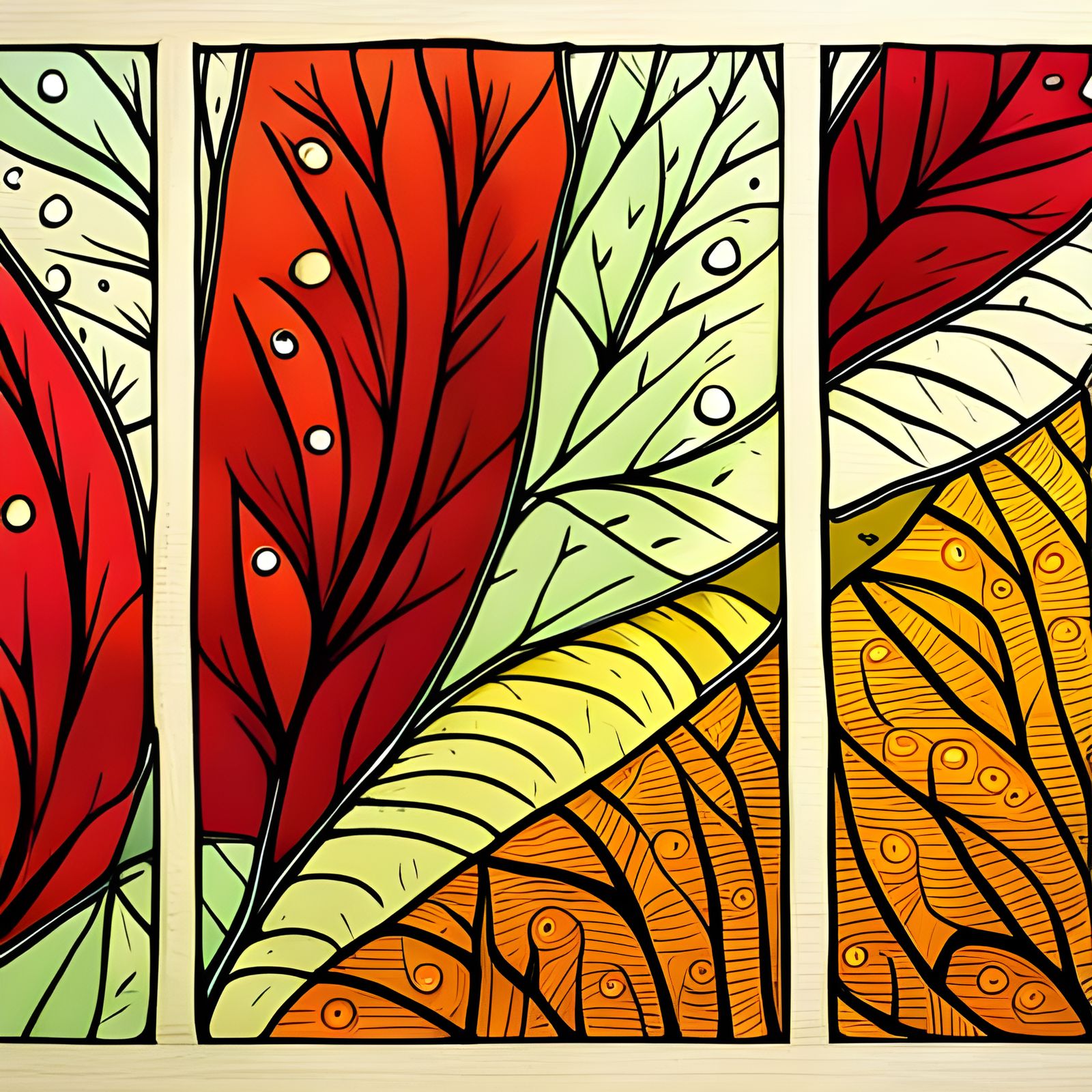 Botanical Golden Ratio in Abstract Woodblock Art