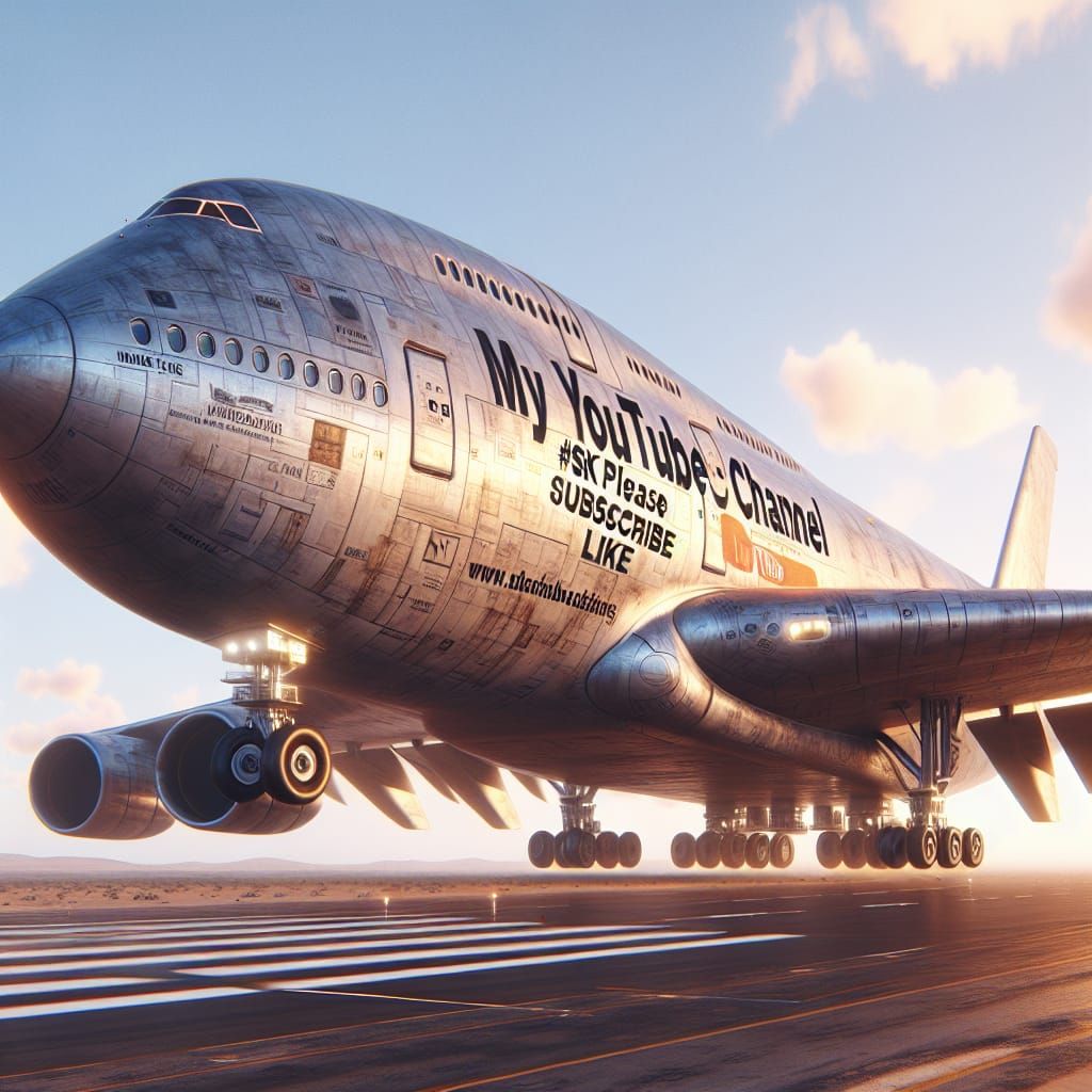 Colossal Airplane Taking Off in Matte Painting Style
