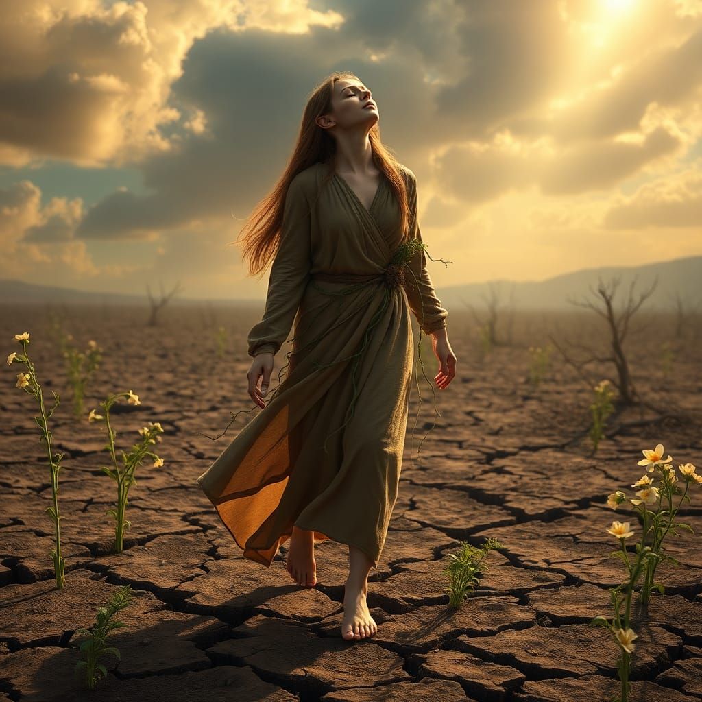 Elf Woman Brings Life to Barren Land