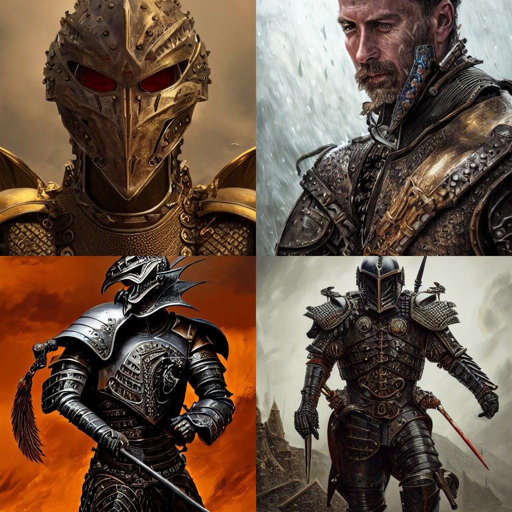 Gothic Leather Warrior Portrait in Maximalist Matte Painting